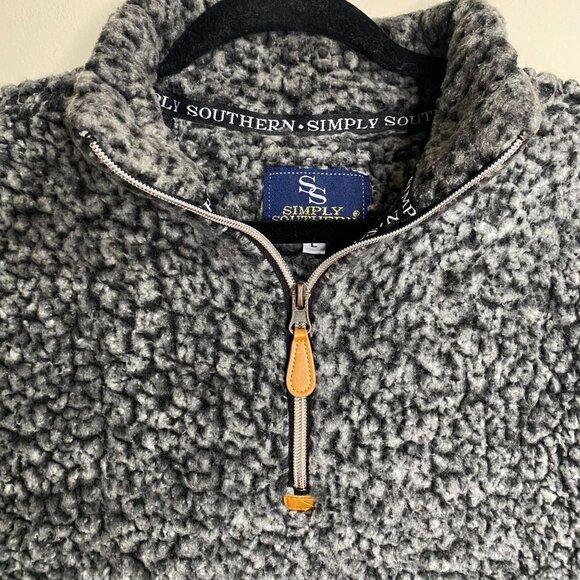 Simply Southern Pullover Women's Deep Pile Fleece 1/4 Zip Collared Large Gray - Picture 4 of 7